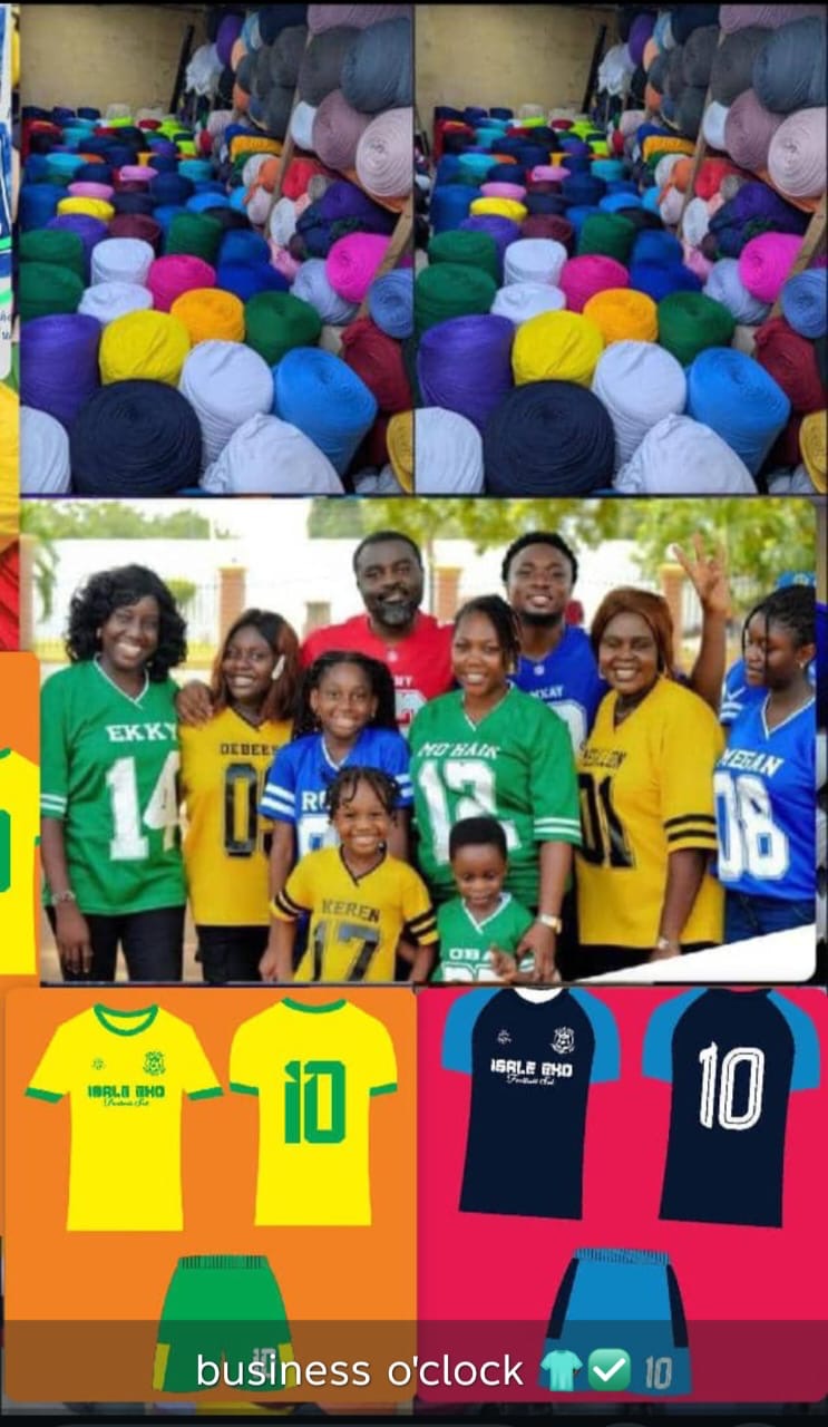 Sports jerseys and team fabric rolls in bright colors