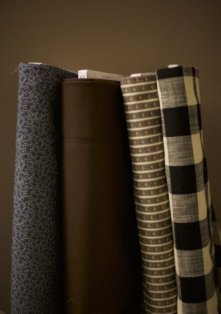 Rolls of patterned and check fabrics